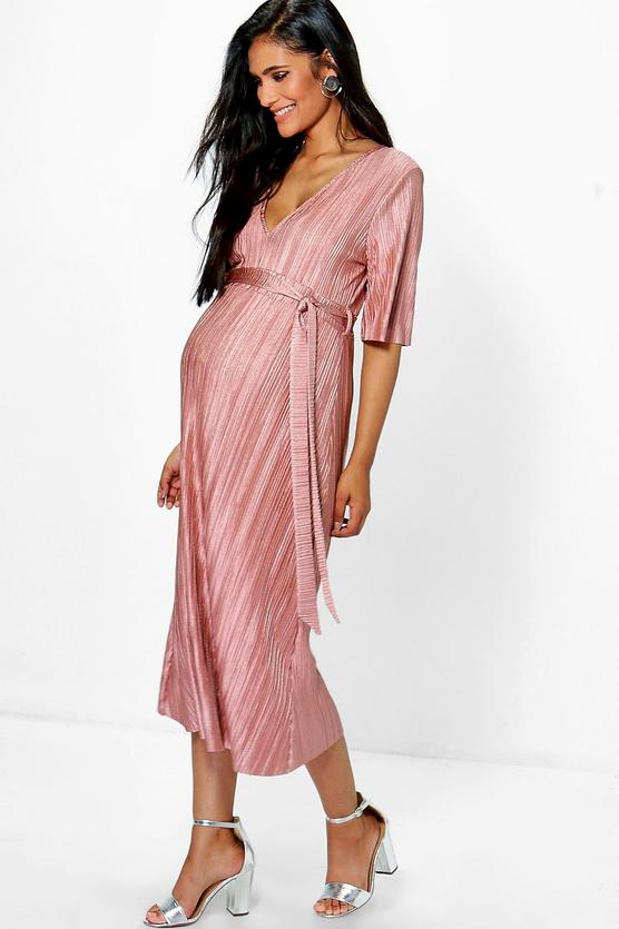 Maternity Shreya Pleated Midi Dress